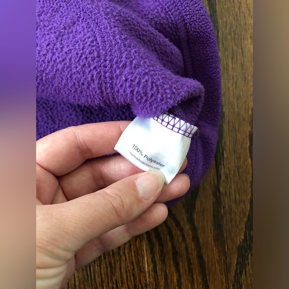 Hanna Andersson Girls 10 Purple Oversized Fleece Hooded Sweatshirt w/Pockets - Picture 7 of 11